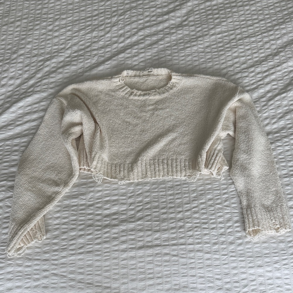 Cream Cropped Sweater Zara